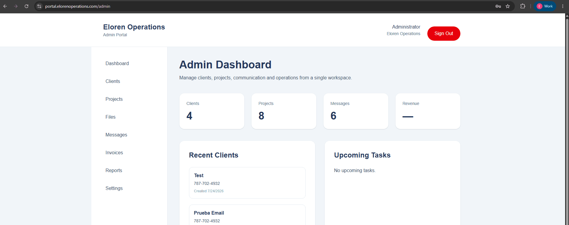 Admin Portal — Desktop