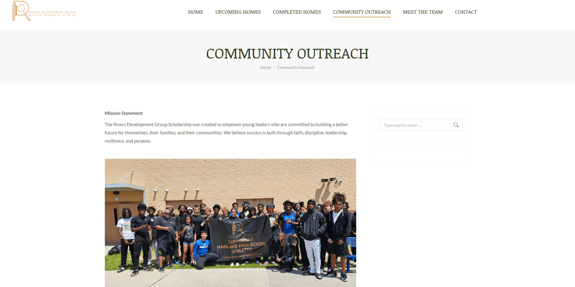 Rivers Development Group Community Outreach section