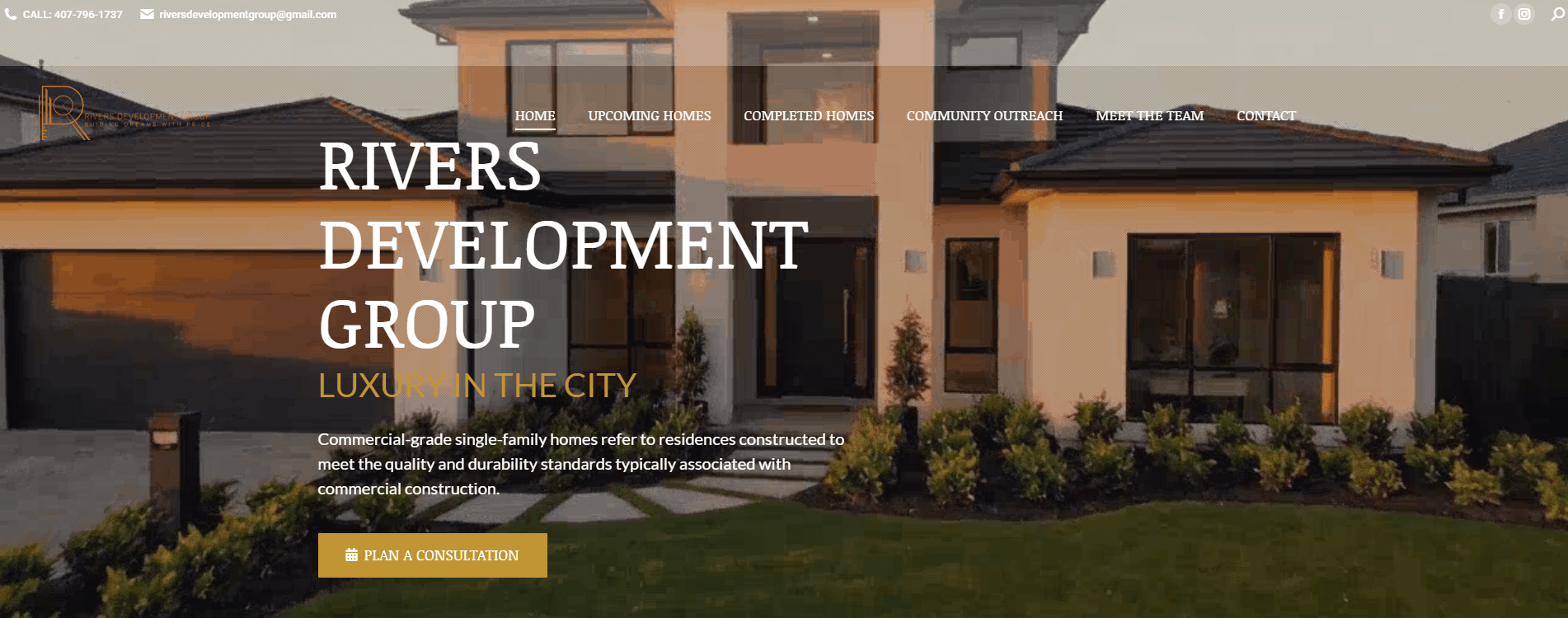 Rivers Development Group homepage after improvements